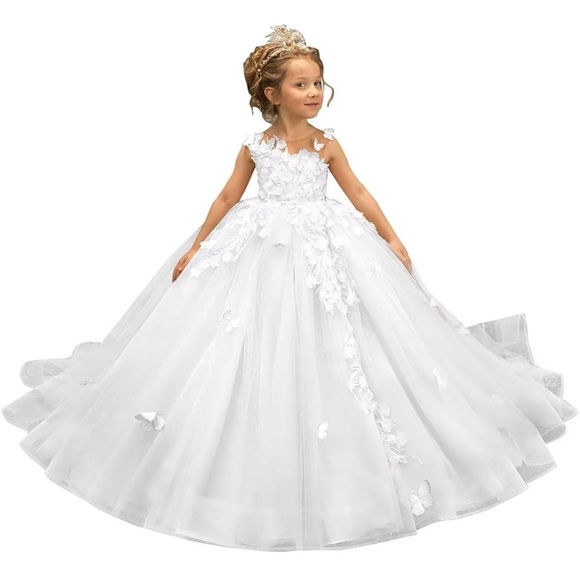 Elegant White Flower Girl Dress NWT - Picture 1 of 4